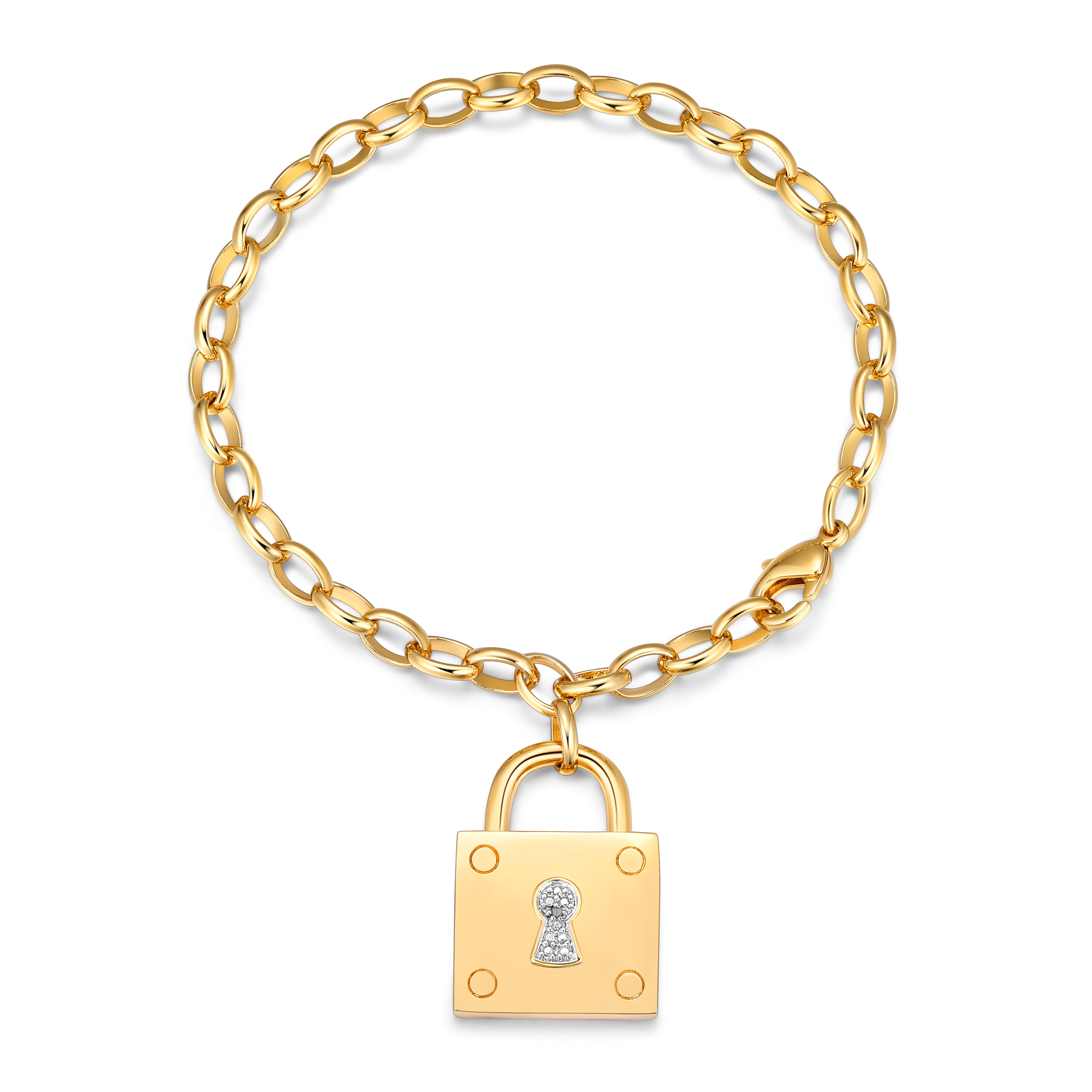 Gold Padlock and Keys Charm Bracelet