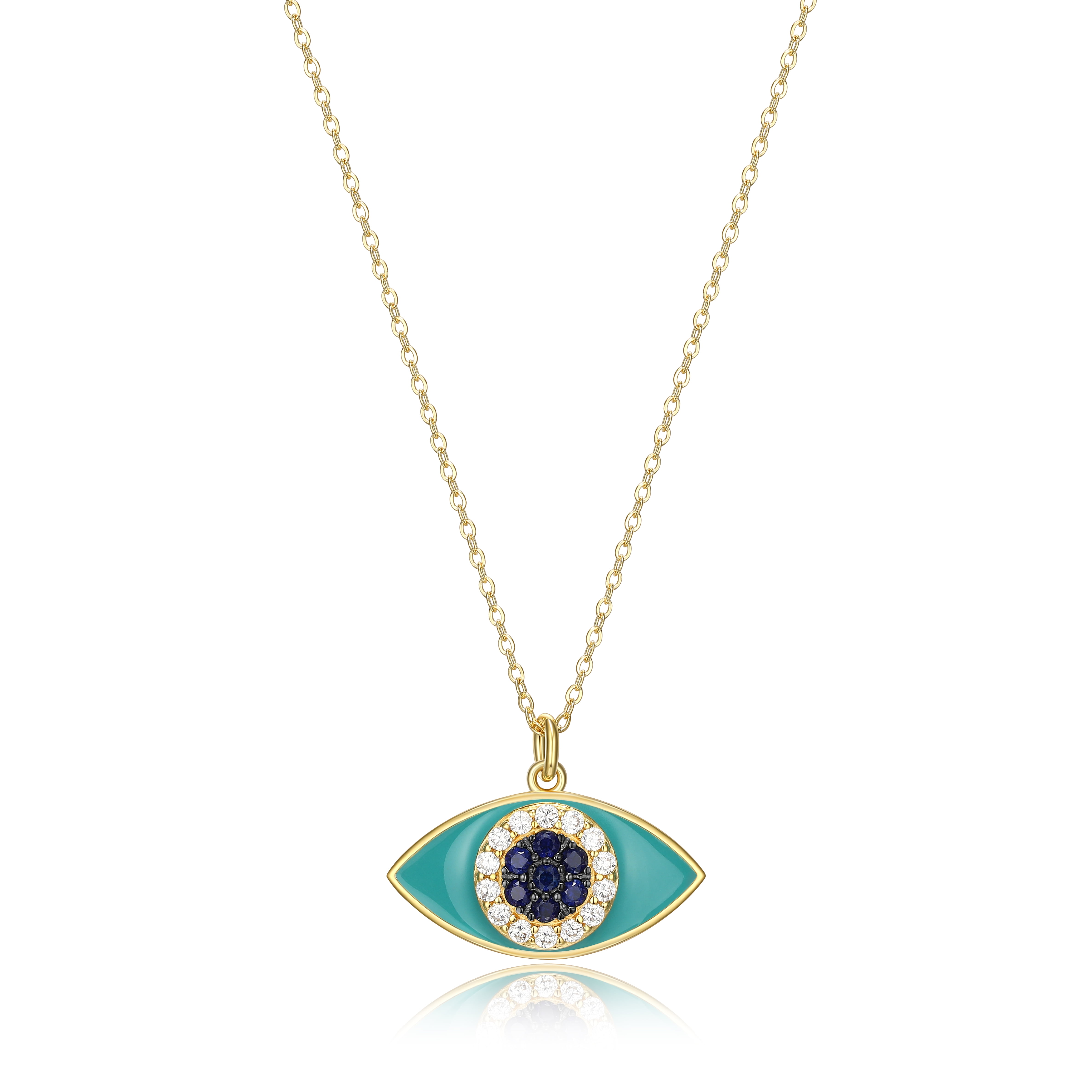 Forever Facets Epoxy and Sapphire Evil Eye Necklace in Sterling Silver
