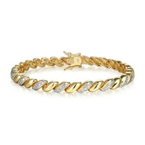 Forever Facets Fine Silver Plated Gold Tone San Marco Diamond Accent Tennis Bracelet, 7.25"