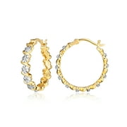Forever Facets Fine Silver Plated Gold and Silver Tone S Link Miracle Illusion Diamond Accent Hoop Earrings,