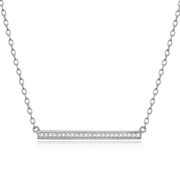 FOREVER FACETS Fine Silver Plated Silver Tone Classic Bar Diamond Accent Necklace, 18"