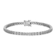 Forever Facets Fine Silver Plated Silver Tone Diamond Cluster Illusion Diamond Accent Tennis Bracelet, 7.25"