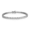thumbnail image 1 of Forever Facets Fine Silver Plated Silver Tone S Shape Link Diamond Accent Tennis Bracelet, 7.25", 1 of 7