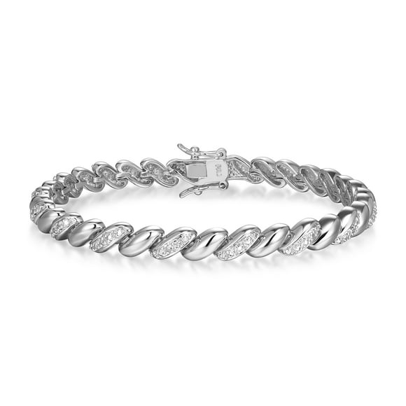 Forever Facets Fine Silver Plated Silver Tone San Marco Diamond Accent Tennis Bracelet, 7.25"