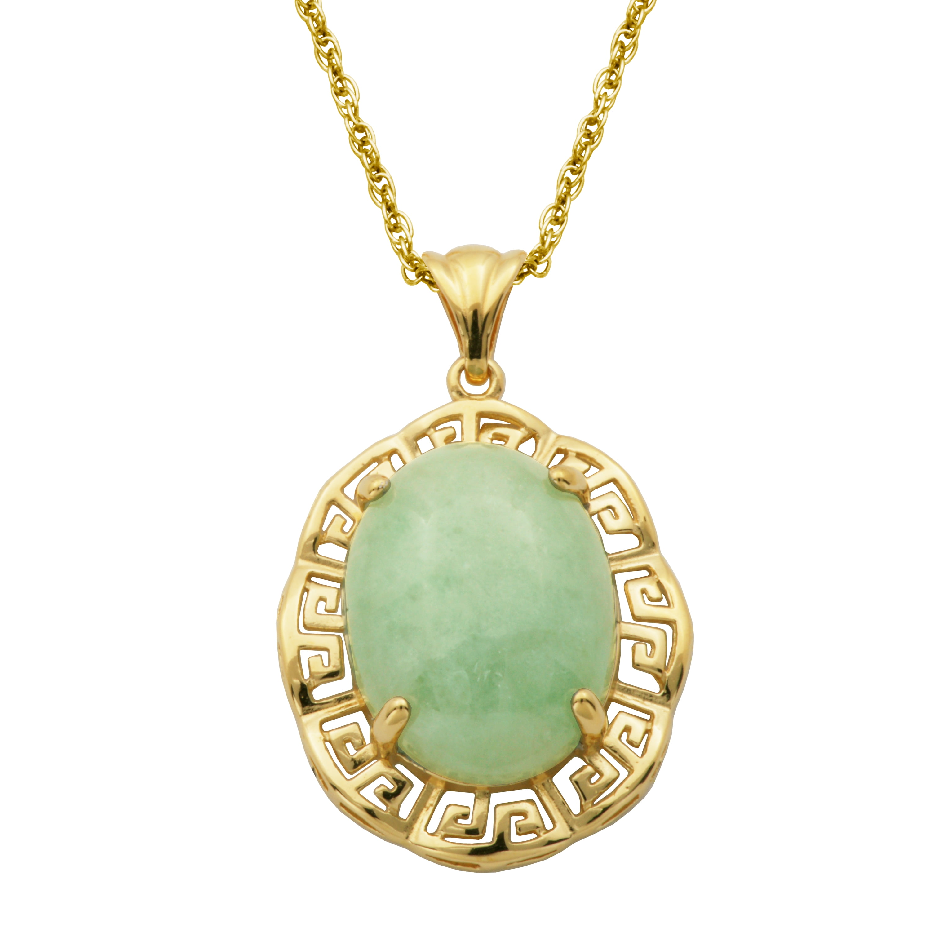 Forever Facets Genuine Green Jade Neckalce in Sterling Silver, Adult Female