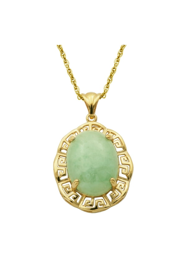 Genuine Green Jade Neckalce in Sterling Silver, Adult Female