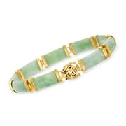 Forever Facets Genuine Multicolor Jade Link 7.5" Bracelet in Plated Sterling Silver, Adult Female