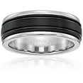 thumbnail image 1 of Forever Facets Grooved Black Sapphire Tungsten Comfort Fit Wedding Band, Male, Size 11, 1 of 2