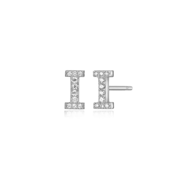 Forever Facets Initial "I" CZ Earrings in Sterling Silver, Adult Female