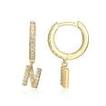 thumbnail image 1 of Forever Facets Initial Letter "N" CZ Hoop Earrings in 18K Gold over Sterling Silver, 1 of 5