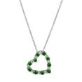 thumbnail image 1 of Forever Facets Lab Grown Diamond and Created Emerald Sterling Silver Heart Necklace, Adult Female, 1 of 7