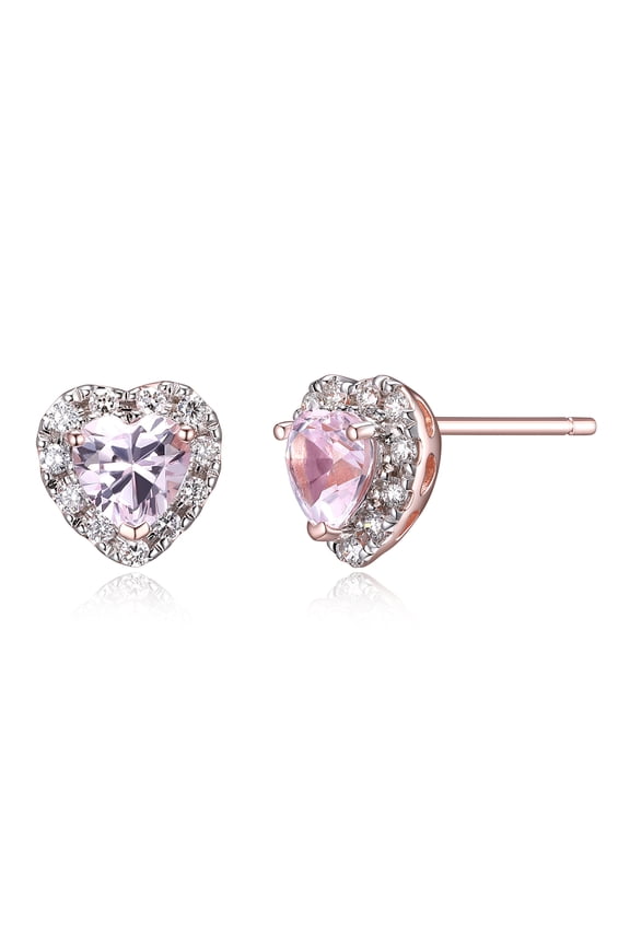 Lab Grown Diamond and Created Pink Sapphire Sterling Silver Earrings, Adult Female