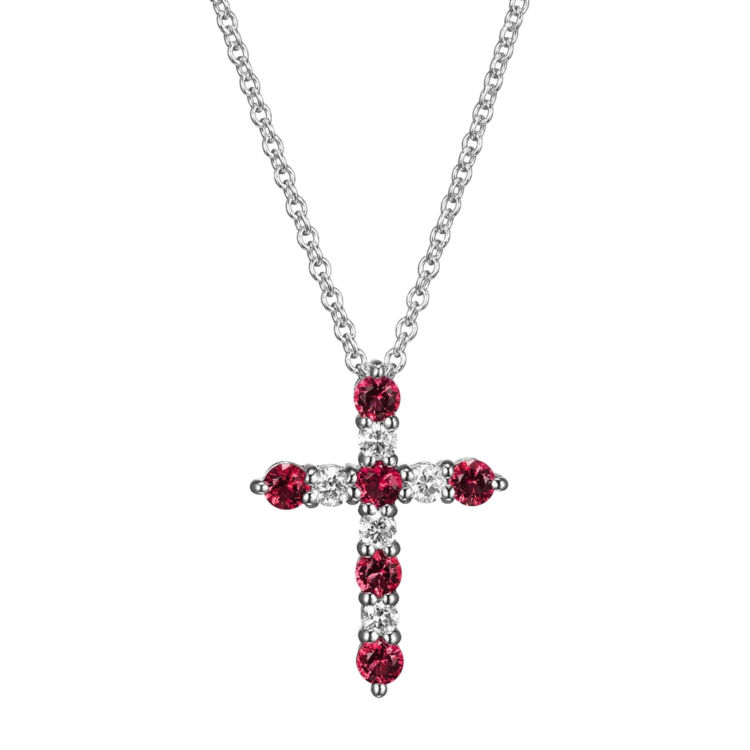 10k Yellow Gold Lab Created Ruby Necklace Diamond Accent - 7/8 Inch Tw –  Diamond Classic Jewelry