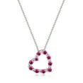 thumbnail image 1 of Forever Facets Jewelry Platinum Over Sterling Silver Created Ruby and 1/6th Carat Total Weight Lab Grown Diamond Heart Necklace, 18 Inch Fine Cable Chain with 2 Inch Extender (H-I Color, I1 Clarity), 1 of 7