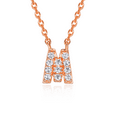 thumbnail image 1 of Forever Facets "M" CZ Necklace in Rose Gold over Sterling Silver, Adult Female, 1 of 4