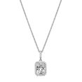 thumbnail image 1 of Forever Facets Moissanite Halo Pendant Necklace in Rhodium Plated Sterling Silver, Adult Female, 1 of 6