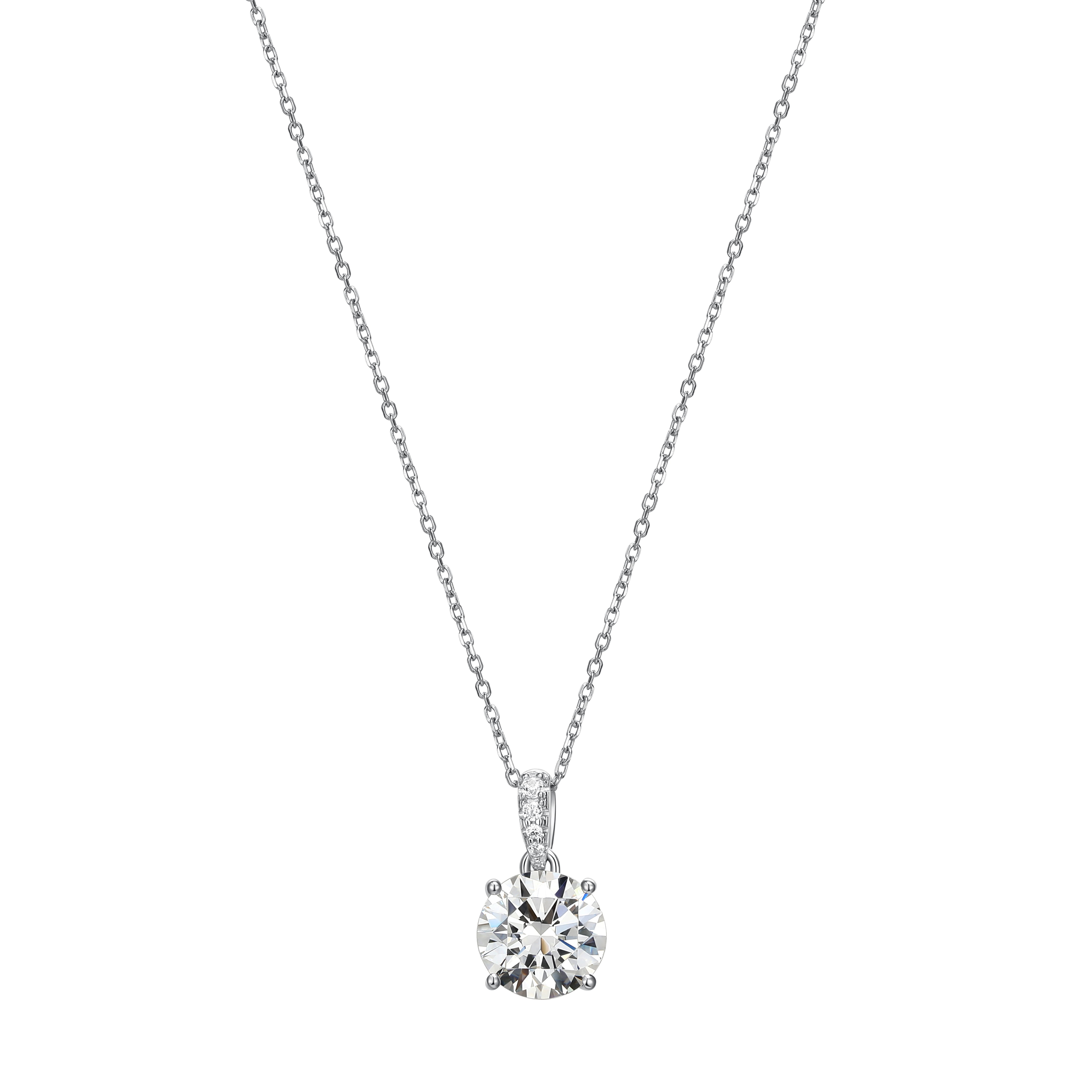 Forever Facets Moissanite Solitaire Pendant Necklace in Two-Tone Sterling Silver, Adult Female