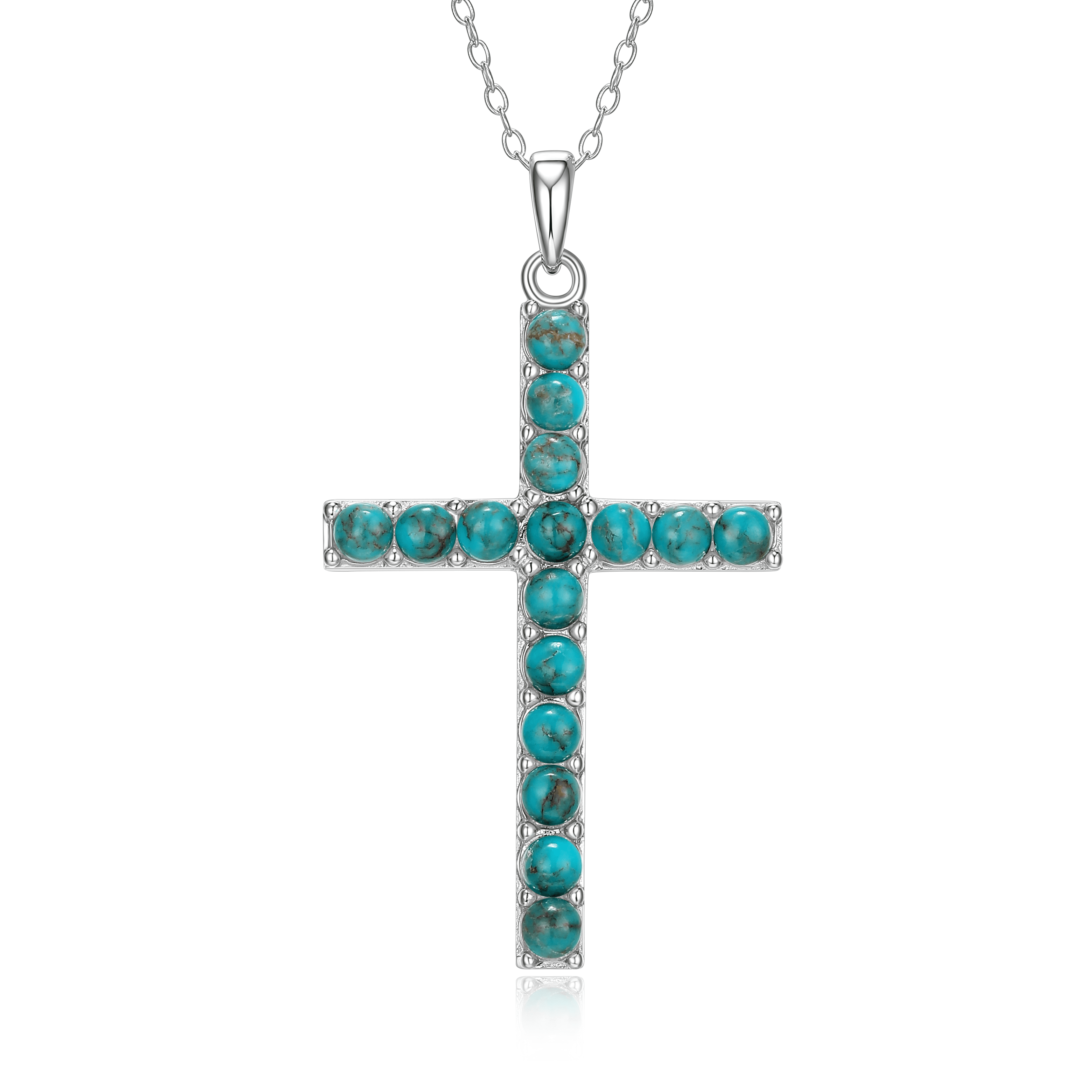 Men's Turquoise Cross Necklace - Cattle Kate
