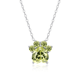 thumbnail image 1 of Forever Facets Platinum over Sterling Silver Simulated Peridot Paw Print Necklace, 1 of 6