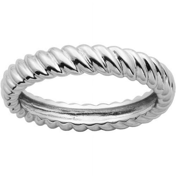 Forever Facets Rhodium Over Sterling Silver Twisted Rope Ring for Adult Women
