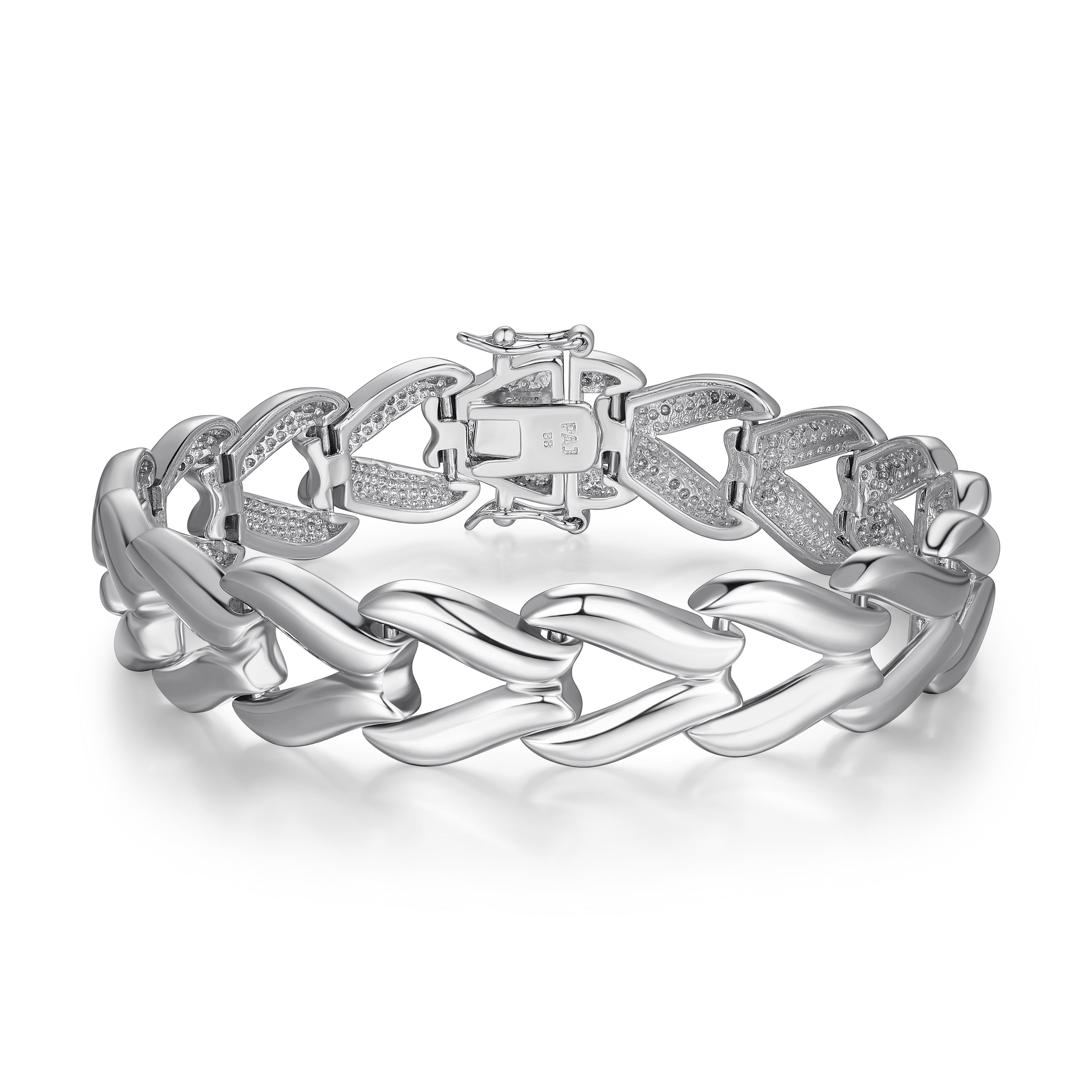 Forever Facets Rhodium Plated Bronze Chain Link Bracelet, Adults, Female