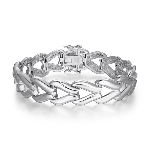 Forever Facets Rhodium Plated Bronze Chain Link Bracelet, Adults, Female
