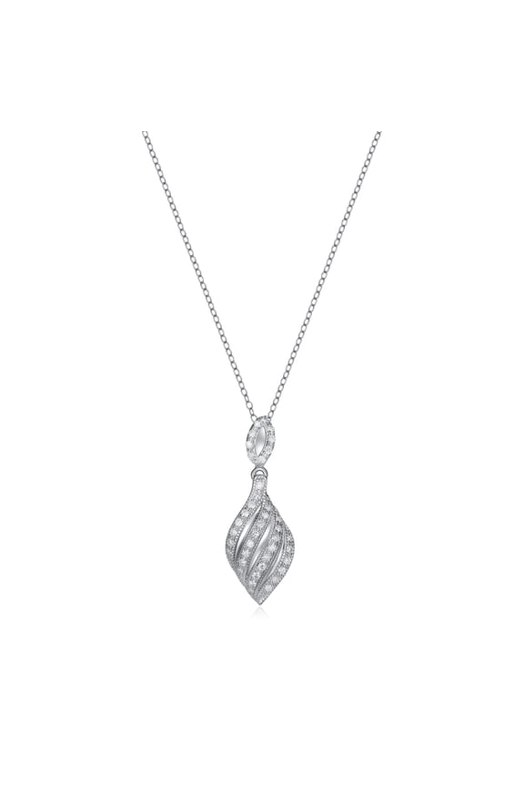 Rhodium Plated Sterling Silver 1/3 CT TW Lab Grown Diamond Necklace, Adult Female