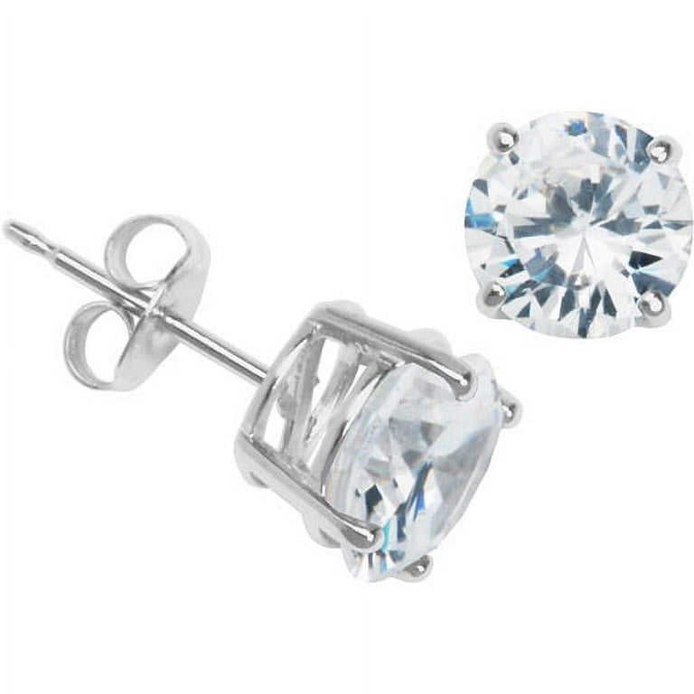 Sterling Silver Cubic Zirconia Stud Earrings Facets Sterling Silver Cubic Zirconia Stud Earrings Facets
