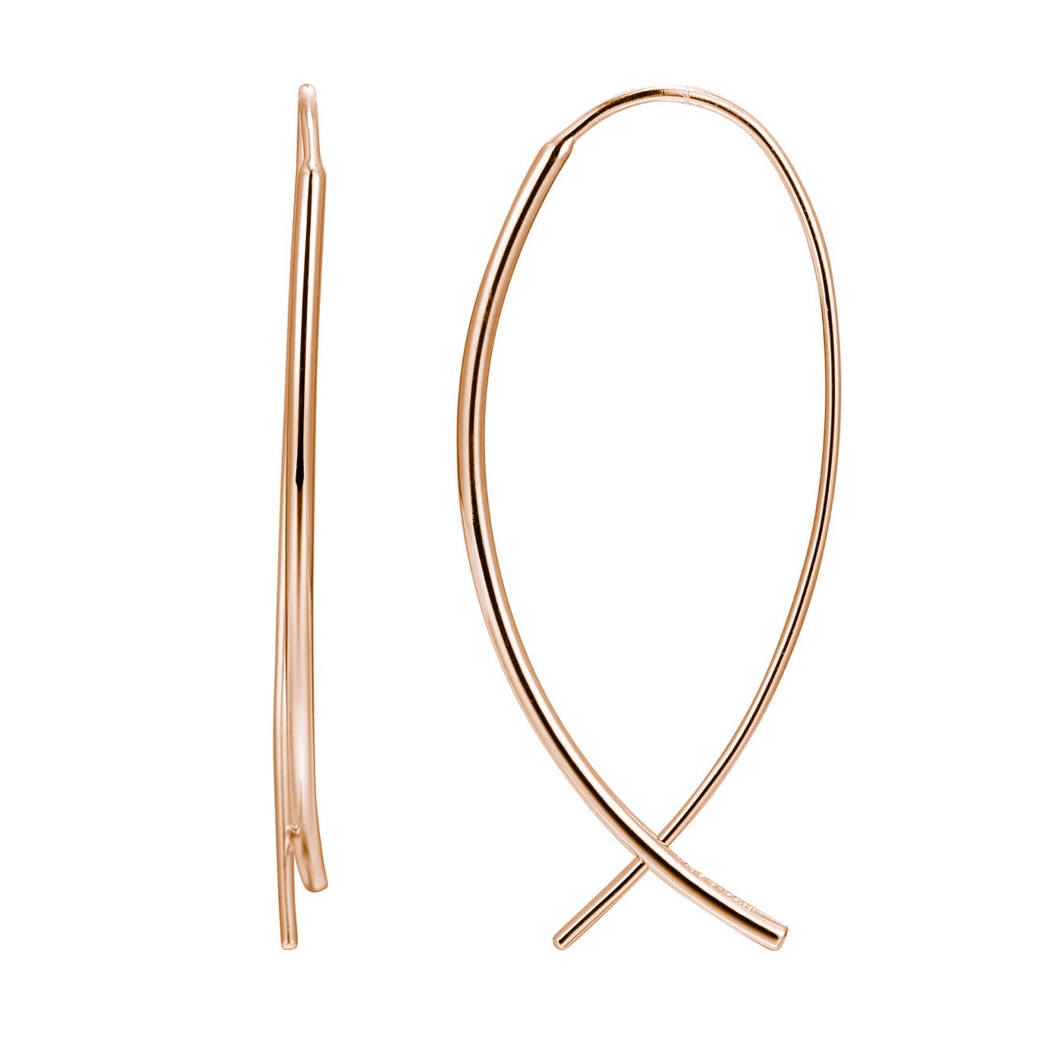 Forever Facets Sleek Threader Earrings in Rose Gold Over Sterling Silver, Adult Female