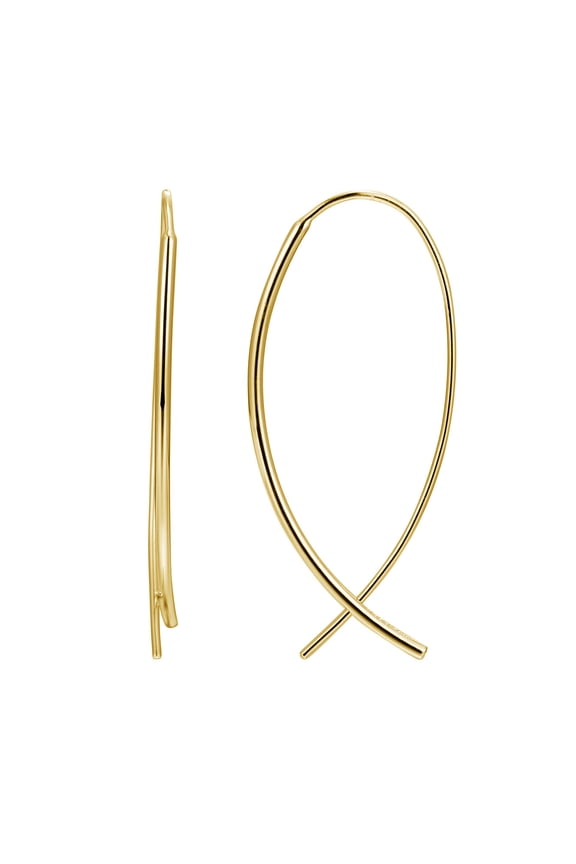 Sleek Threader Earrings in Yellow Gold Over Sterling Silver, Adult Female