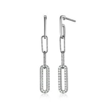 Forever Facets Sterling Silver Cubic Zirconia Oval Paperclip Post Earrings