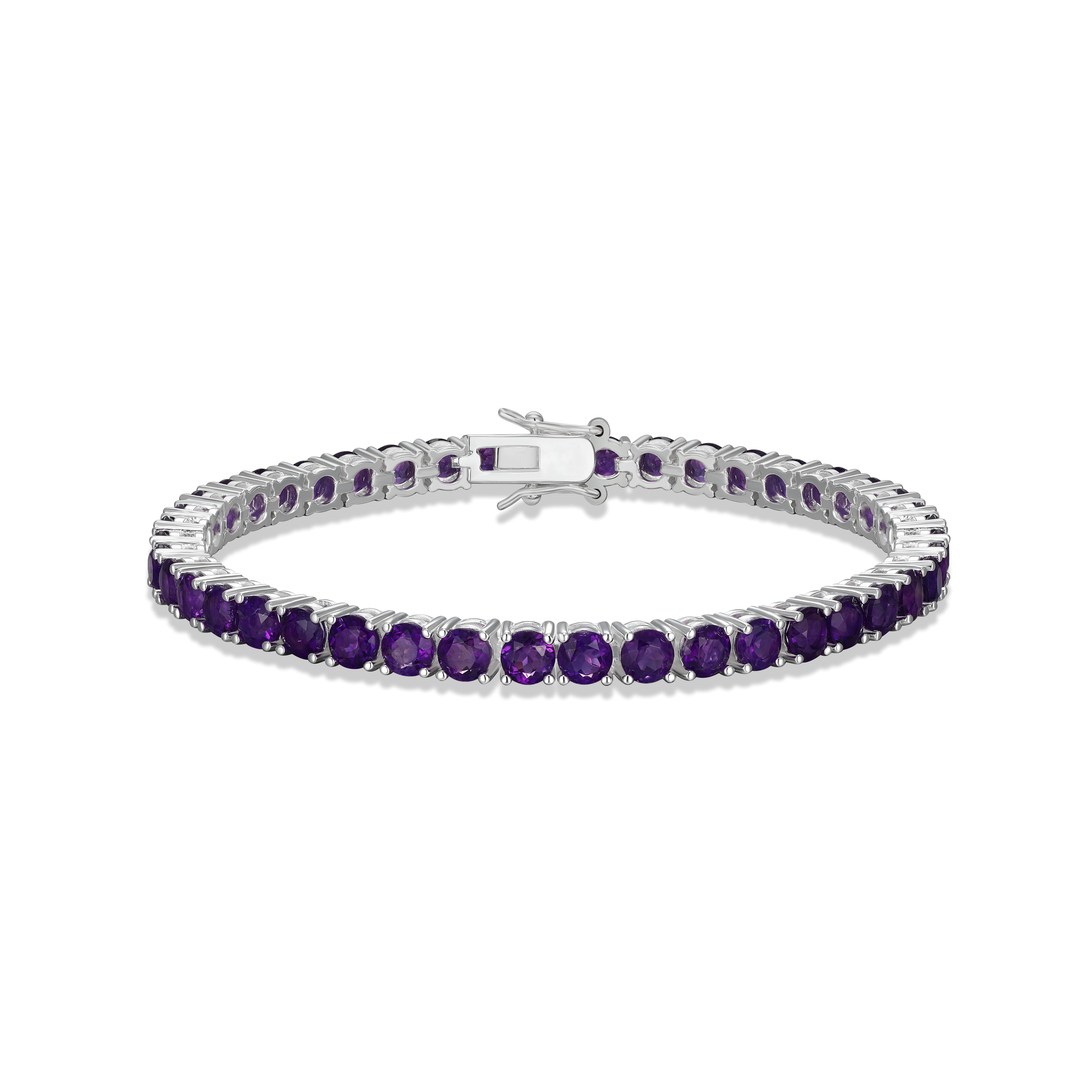 Forever Facets Sterling Silver Genuine Amethyst Tennis Bracelet, Adult Female