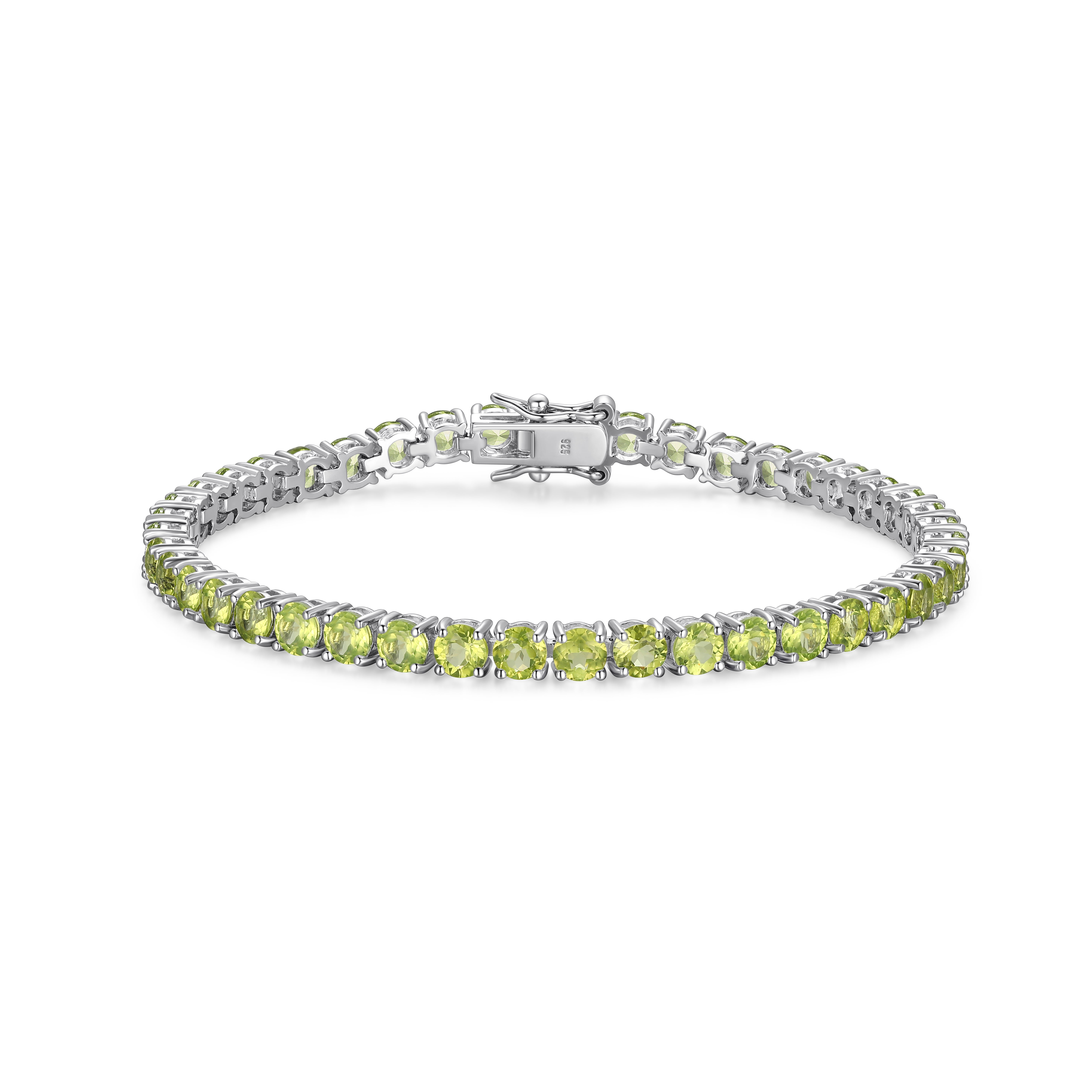 Forever Facets Sterling Silver Genuine Peridot Tennis Bracelet, Adult Female