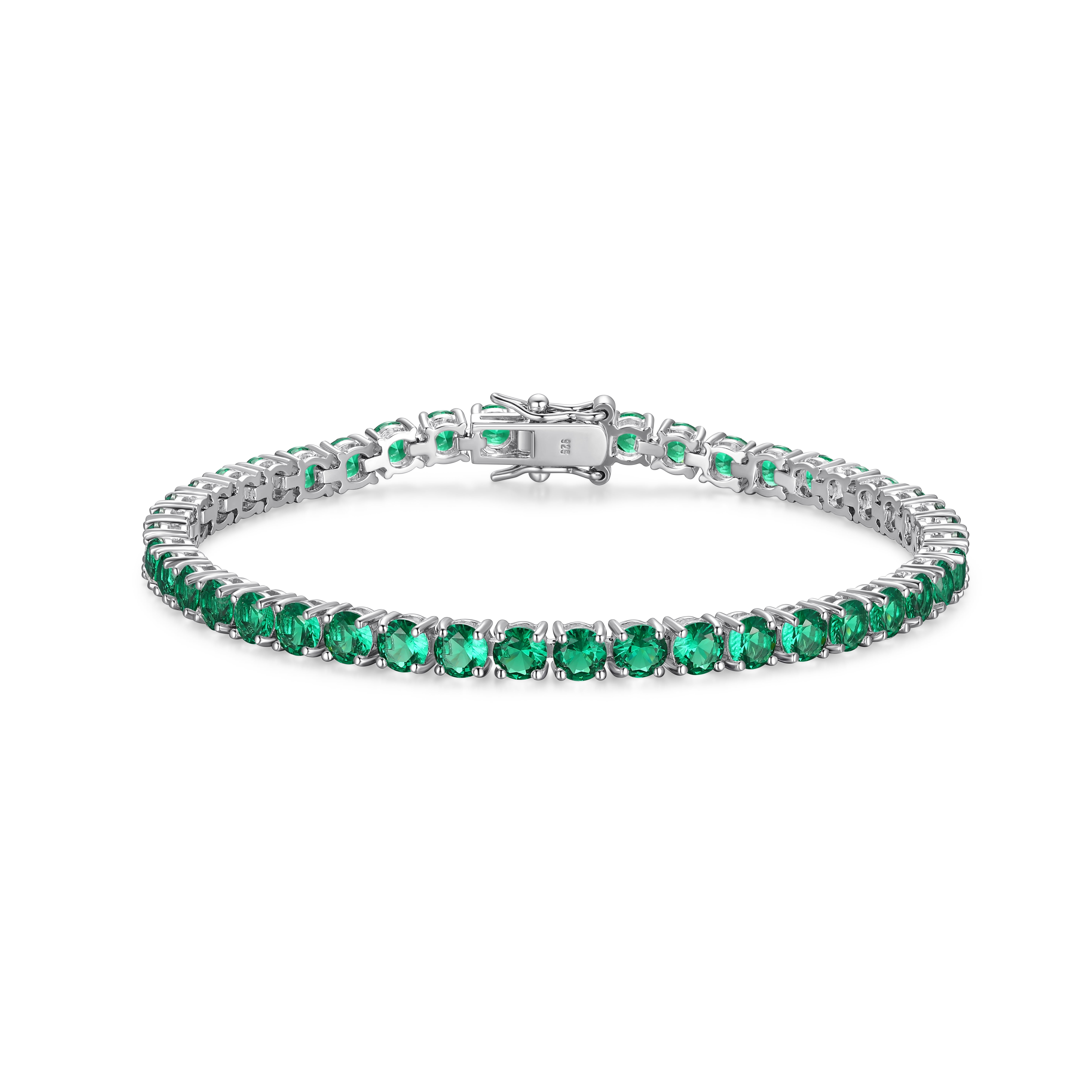Sterling Silver Genuine Emerald or Sapphire And White Topaz Tennis Bracelets Sterling Silver Genuine Emerald or Sapphire And White Topaz Tennis Bracelets