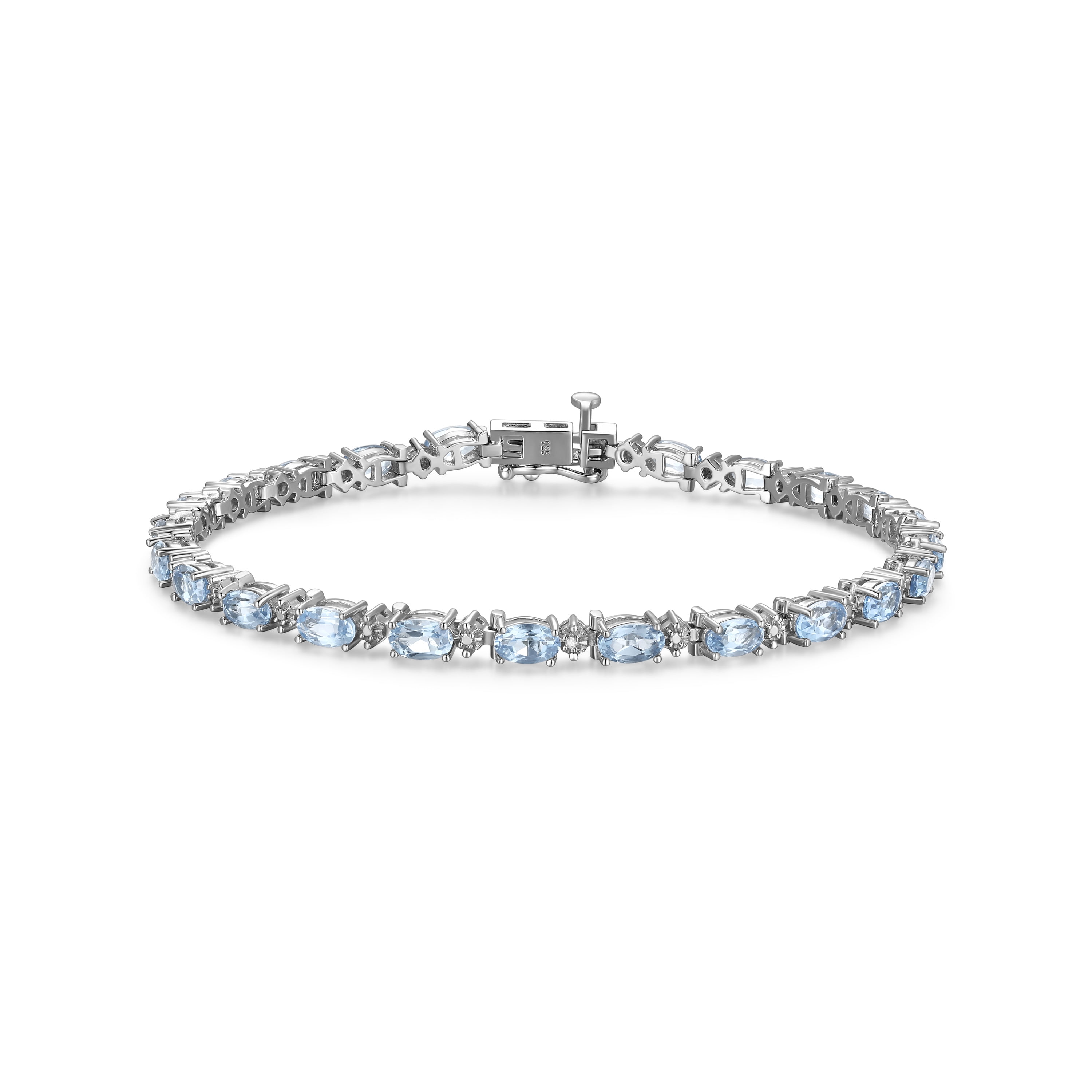 Forever Facets Sterling Silver Synthetic Spinel and Diamond Accent Tennis Bracelet, Adult Female