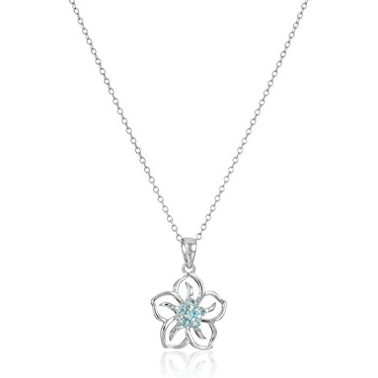 Forever Facets Synthetic Spinel March Birthstone Floral Pendant in Sterling  Silver, Adult Female