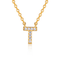 thumbnail image 1 of Forever Facets "T" CZ Necklace in Gold over Sterling Silver, Adult Female, 1 of 4