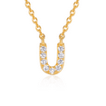 thumbnail image 1 of Forever Facets "U" CZ Necklace in Gold over Sterling Silver, Adult Female, 1 of 4