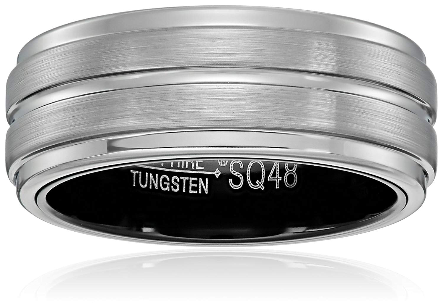Forever Facets White Sapphire Tungsten Brushed Striped Comfort Fit Wedding Band, Size 10.5, Male