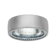 Forever Facets White Sapphire Tungsten Crosshatch Comfort Fit Wedding Band, Size 11, Male