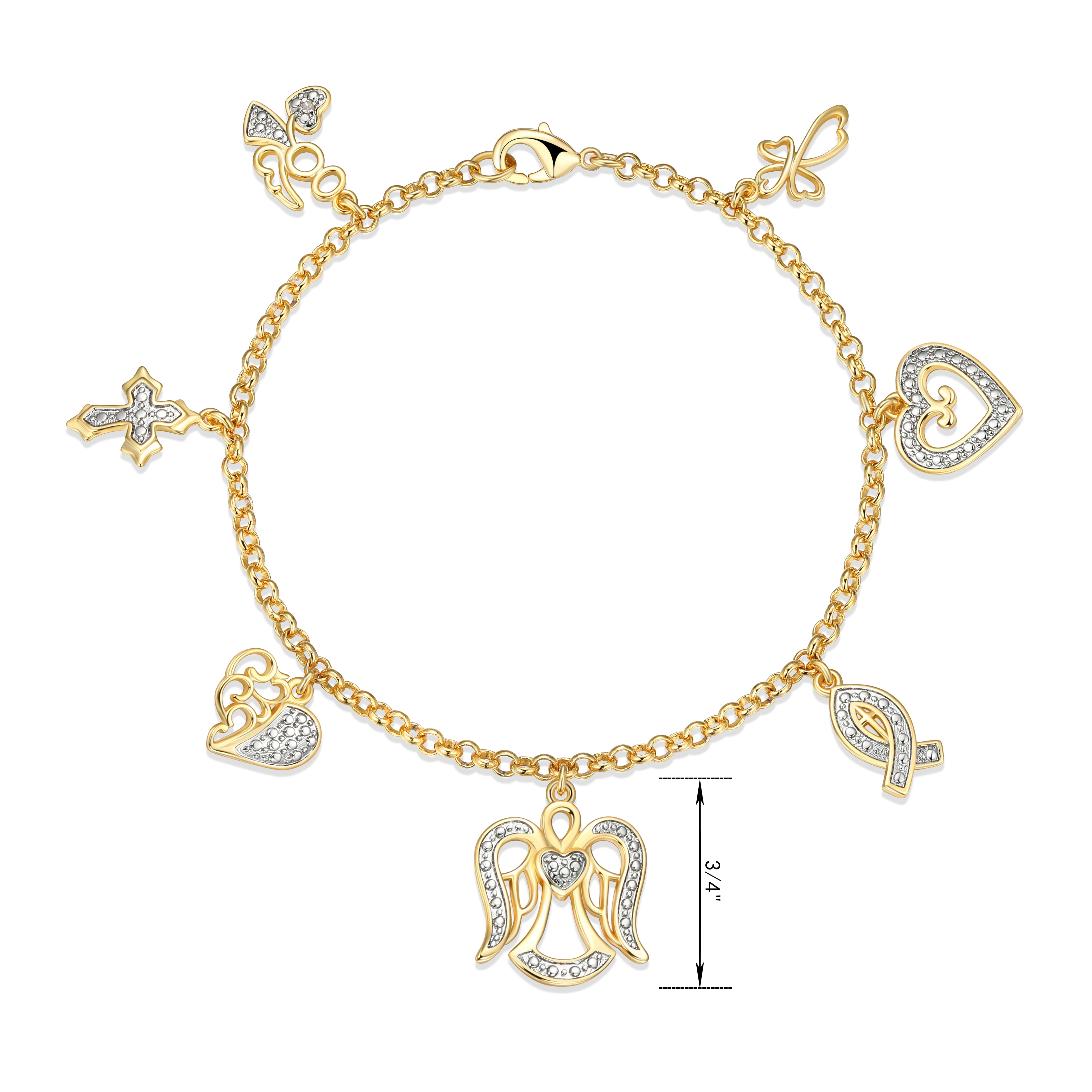 14K Gold Diamond Charm Bracelet