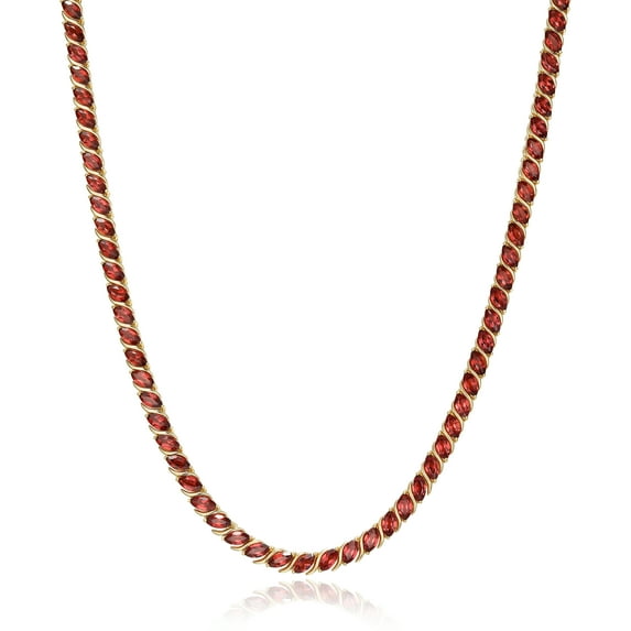 Forever Facets Women's Garnet Tennis Necklace in Sterling Silver, Adult Female