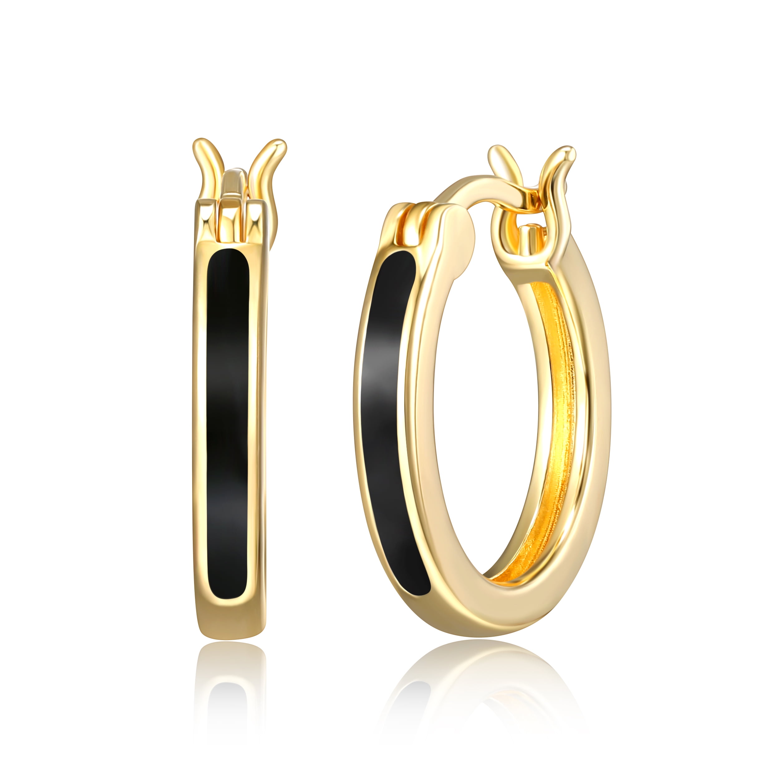 Forever Facets Women's Gold over 925 Sterling Silver Hoop Earring Jewellery