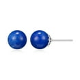thumbnail image 1 of Forever Facets Women's Platinum over Sterling Silver Blue Jade Stud Earring, 1 of 6