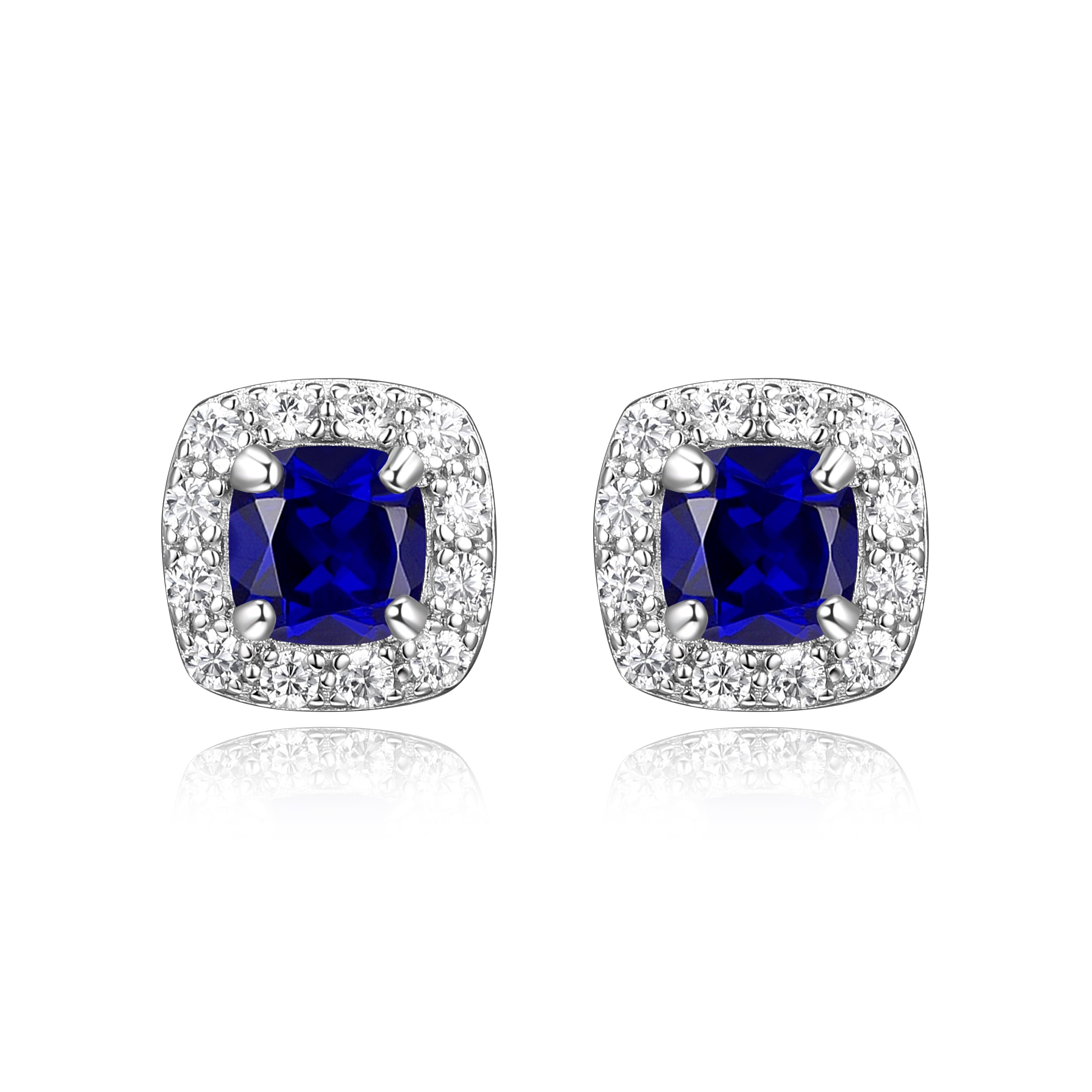 Forever Facets Women's Platinum over Sterling Silver Created Sapphire ...