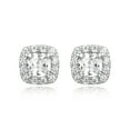 thumbnail image 1 of Forever Facets Women's Platinum over Sterling Silver Created White Sapphire and CZ Stud Earrings, 1 of 6