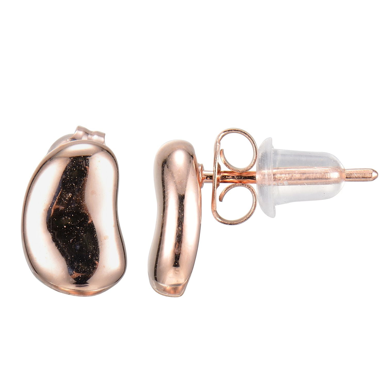Forever Facets18K Rose Gold Over Sterling Silver Bean Stud Earrings, Adult Female