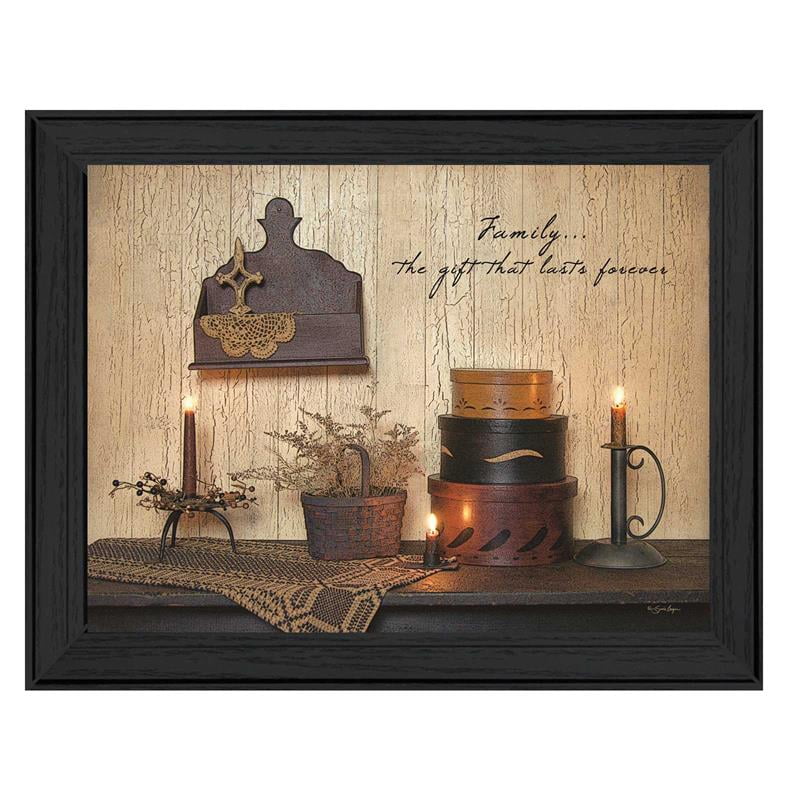 Inspirational Family Quote Black Framed Canvas Art