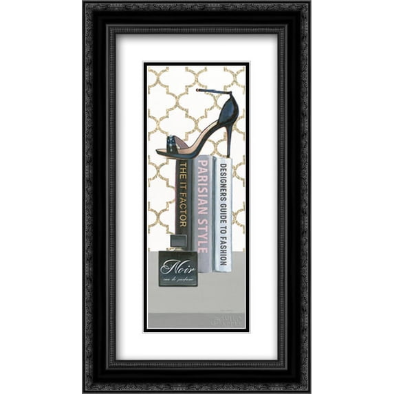 Forever Fashion VI Panel 2x Matted 14x24 Black Ornate Framed Art Print by Fabiano, Marco