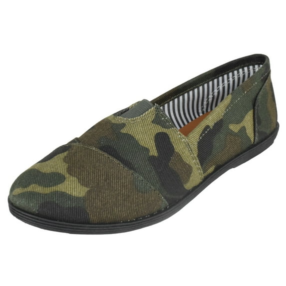 Forever Flat Women's Shoes Linen Canvas Slip-On Loafers Fashion Sneakers MURPHY-23 Green Camouflage 7